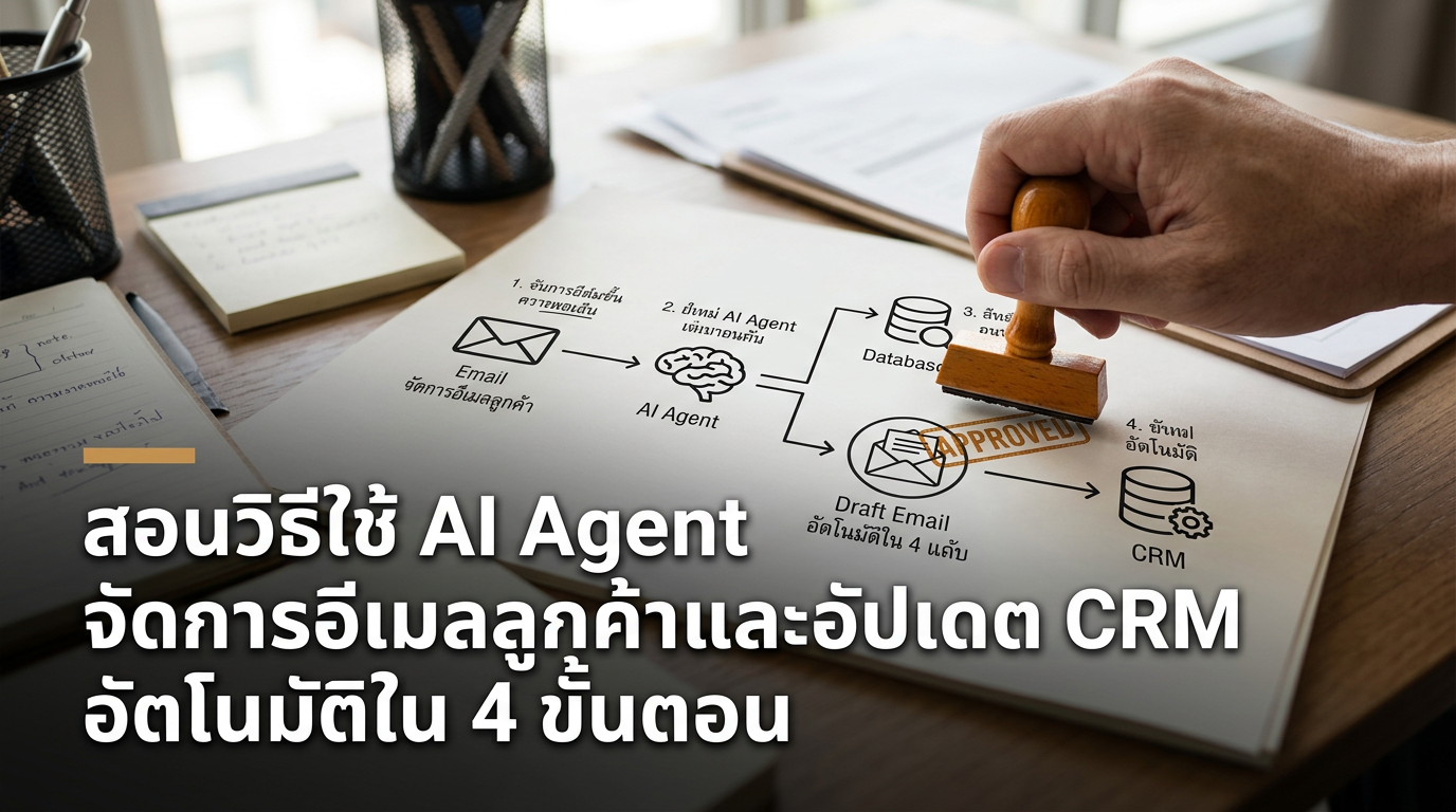 สอนวิธีใช้ AI Agent จัดการอีเมลลูกค้าและอัปเดต CRM อัตโนมัติใน 4 ขั้นตอน — สอนวิธีใช้ AI Agent จัดการอีเมลลูกค้าและอัปเดต CRM อัตโนมัติใน 4 ขั้นตอน, เรียน AI Agent, AI Agent คืออะไร, สร้าง AI Agent, วิธีใช้ AI Agent, AI
