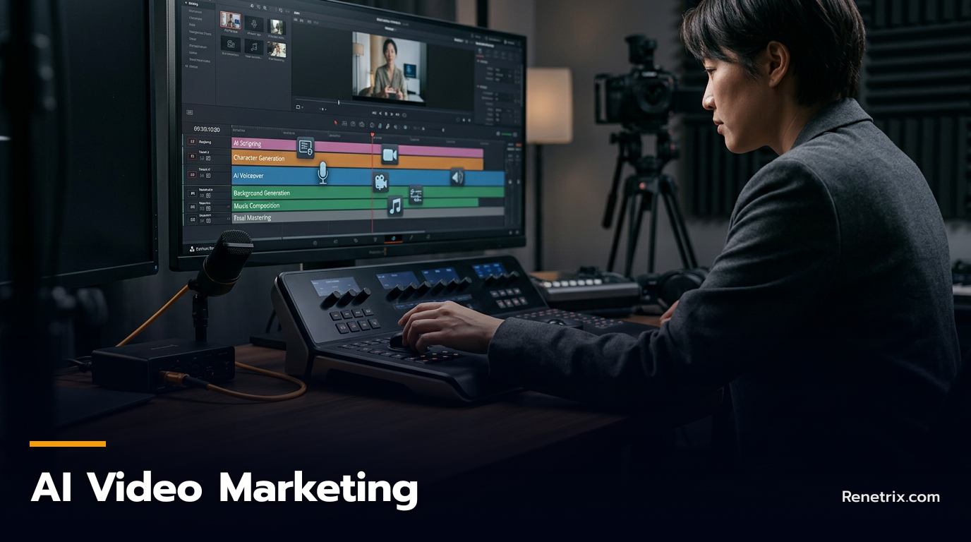 AI Video Marketing: สร้าง Pipeline ผลิตวิดีโอด้วย AI เต็มรูปแบบ — AI Video Marketing: สร้าง Pipeline ผลิตวิดีโอด้วย AI เต็มรูปแบบ, AI Video Marketing, ผลิตวิดีโอด้วย AI, AI Workflow, อบรม AI, AI Course — Renetrix