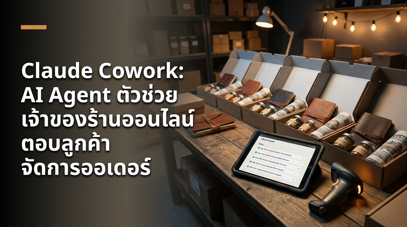 Claude Cowork: AI Agent ตัวช่วยเจ้าของร้านออนไลน์ ตอบลูกค้า จัดการออเดอร์ — Claude Cowork: AI Agent ตัวช่วยเจ้าของร้านออนไลน์ ตอบลูกค้า จัดการออเดอร์, Claude Cowork, AI agent ช่วยงาน, automate ธุรกิจด้วย AI, อบรม AI ผู้ป