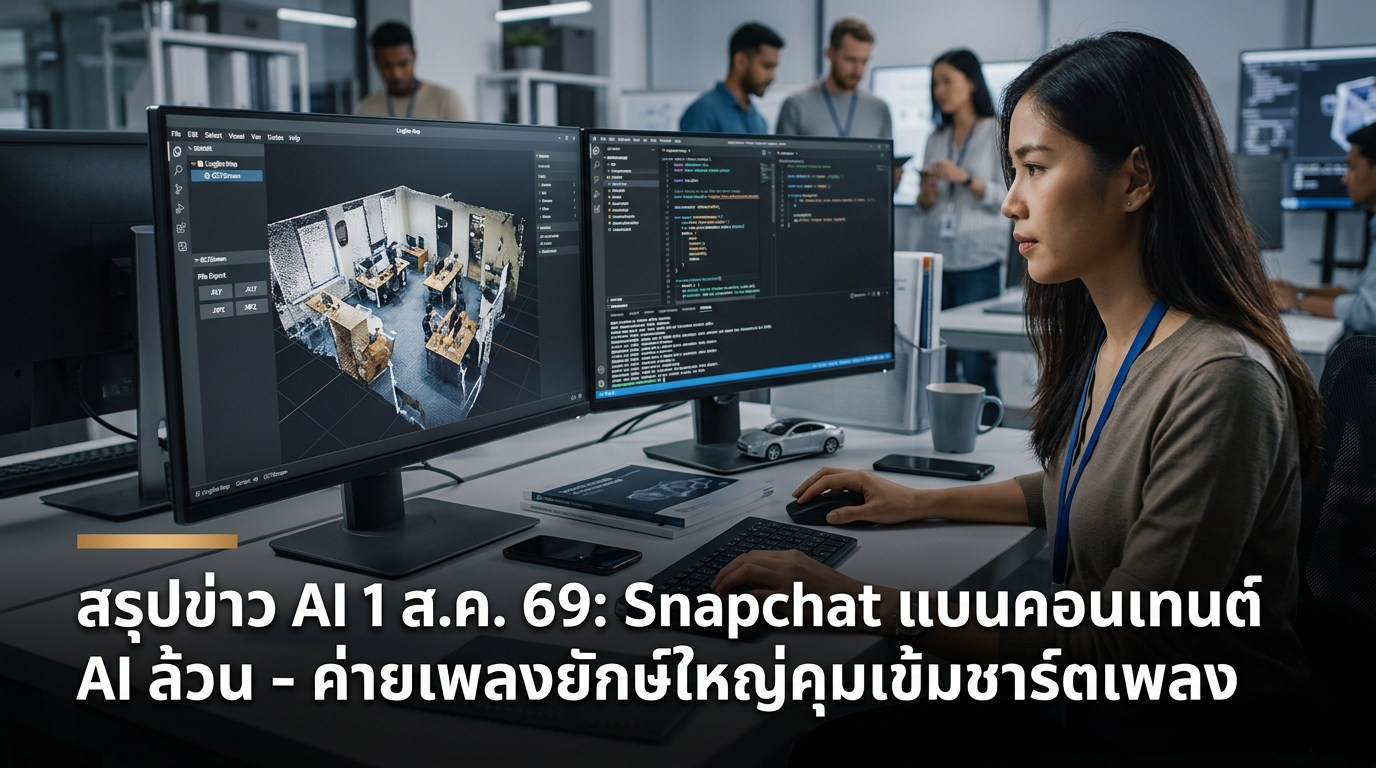 สรุปข่าว AI 1 ส.ค. 69: Snapchat แบนคอนเทนต์ AI ล้วน - ค่ายเพลงยักษ์ใหญ่คุมเข้มชาร์ตเพลง