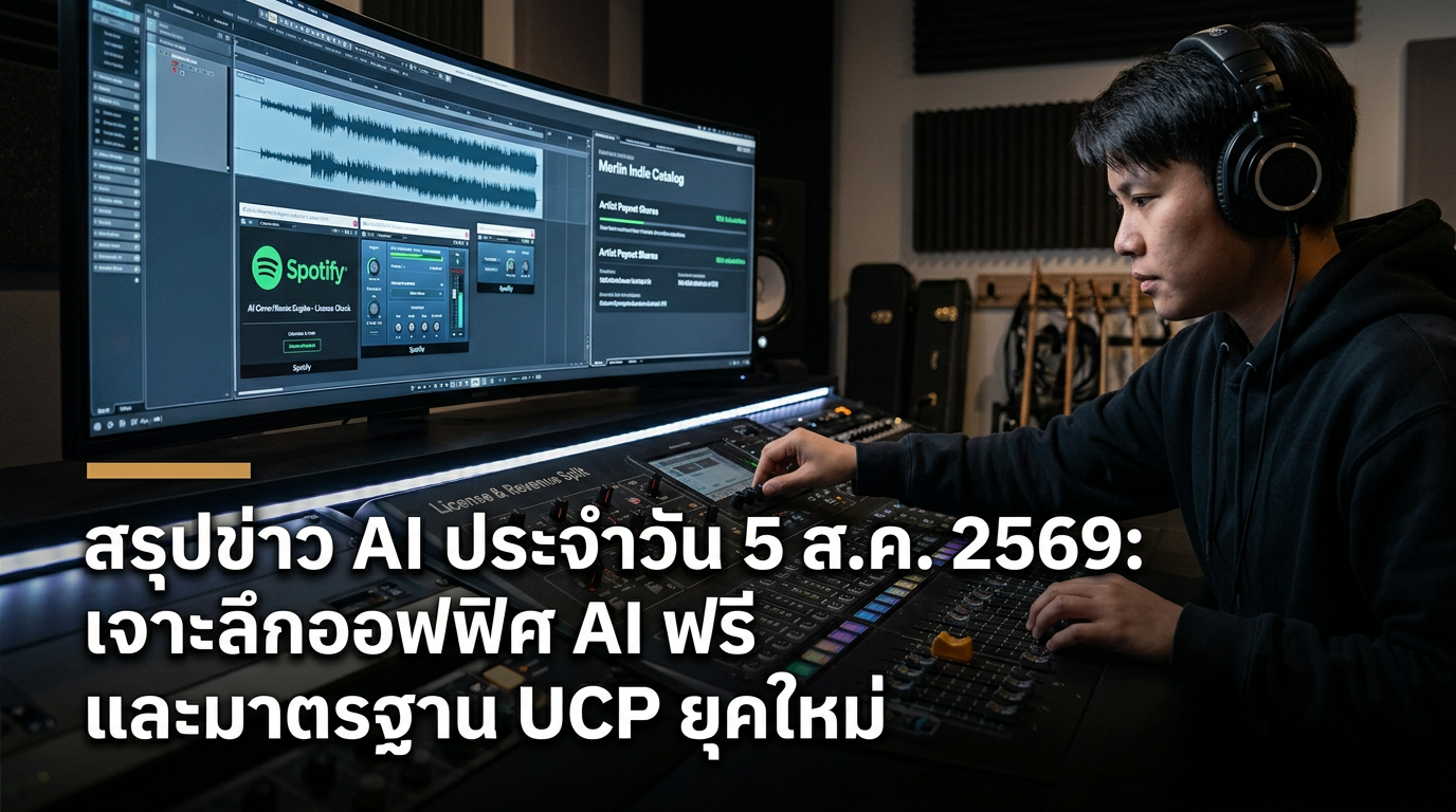 สรุปข่าว AI ประจำวัน 5 ส.ค. 2569: เจาะลึกออฟฟิศ AI ฟรี และมาตรฐาน UCP ยุคใหม่